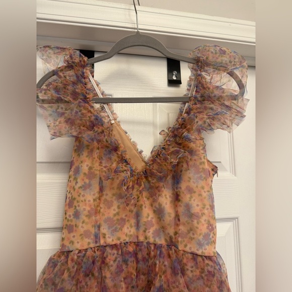 Dixie DX Collection Pink Floral Tiered Tulle Dress Size S Made In Italy NWT - Picture 5 of 12